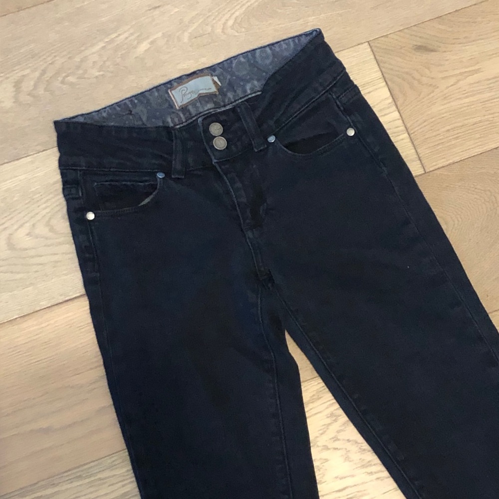Paige Mid Rise Straight Black denim jeans Sz 24 - Picture 4 of 12